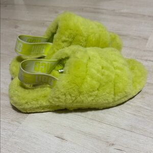UGG Vibrant Green Fluffy Slippers
